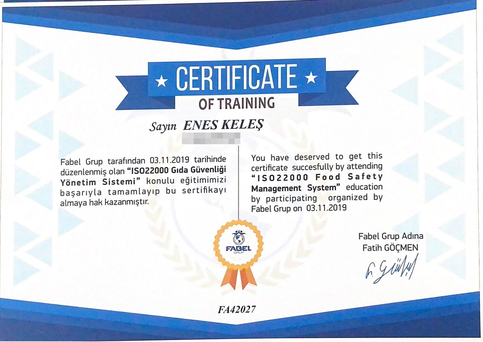 ISO22000 gıda güvenliği yönetimi